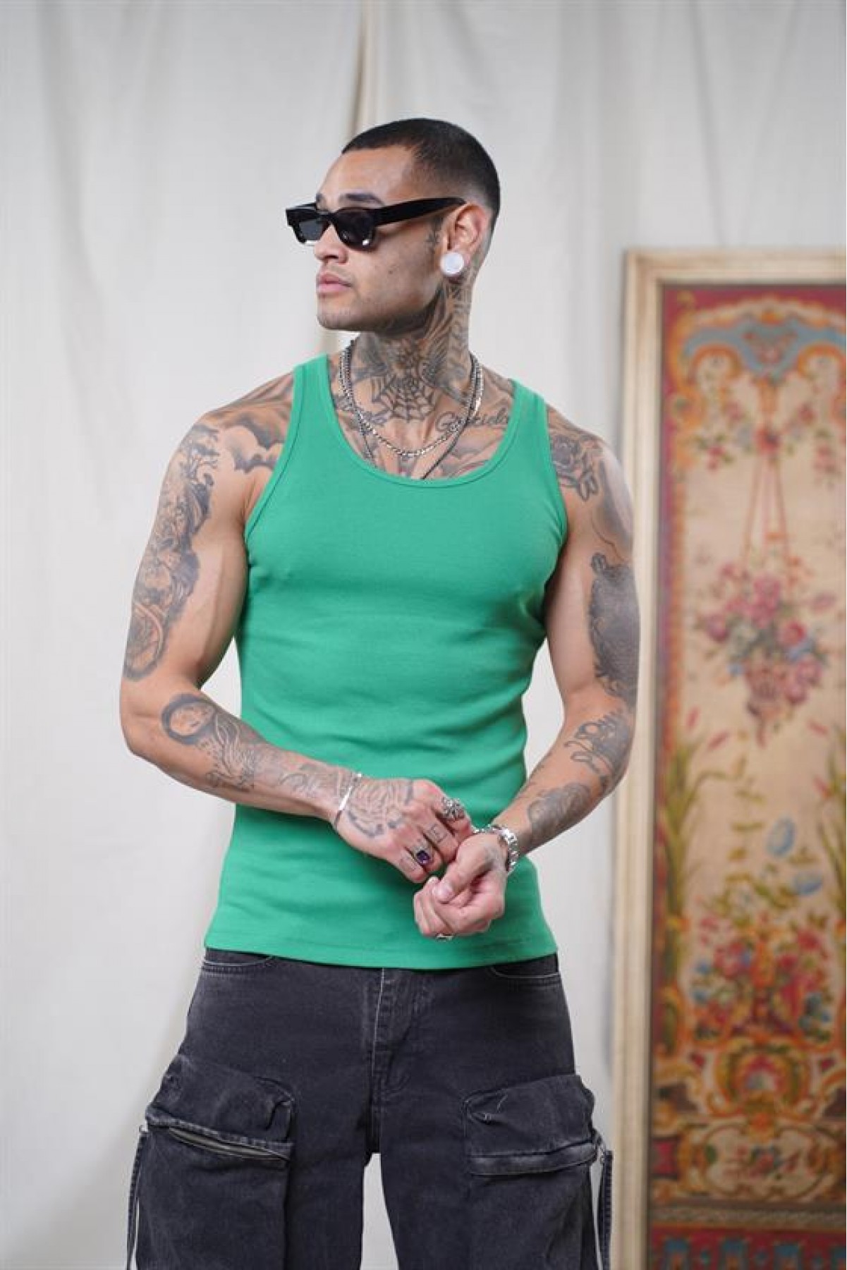 Slim Fit Kaşkorseli Esnek Düz  Erkek Sporcu Atlet XS