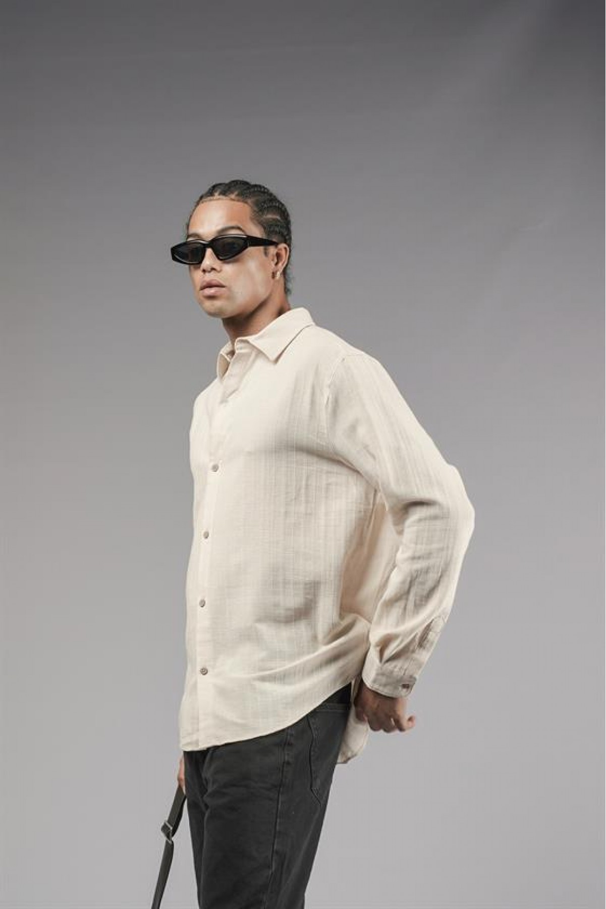 Uzun Kol Düz Keten Gömlek S