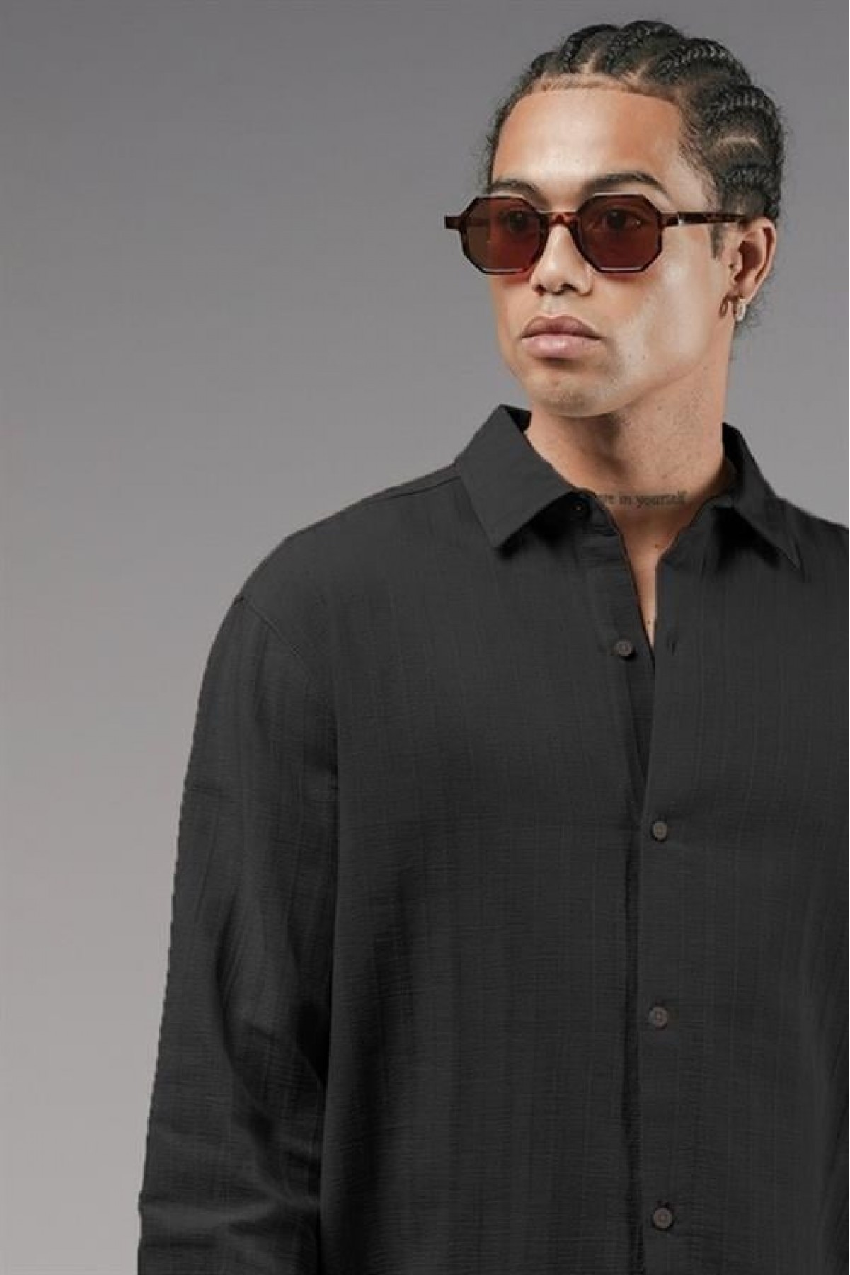 Uzun Kol Düz Keten Gömlek S