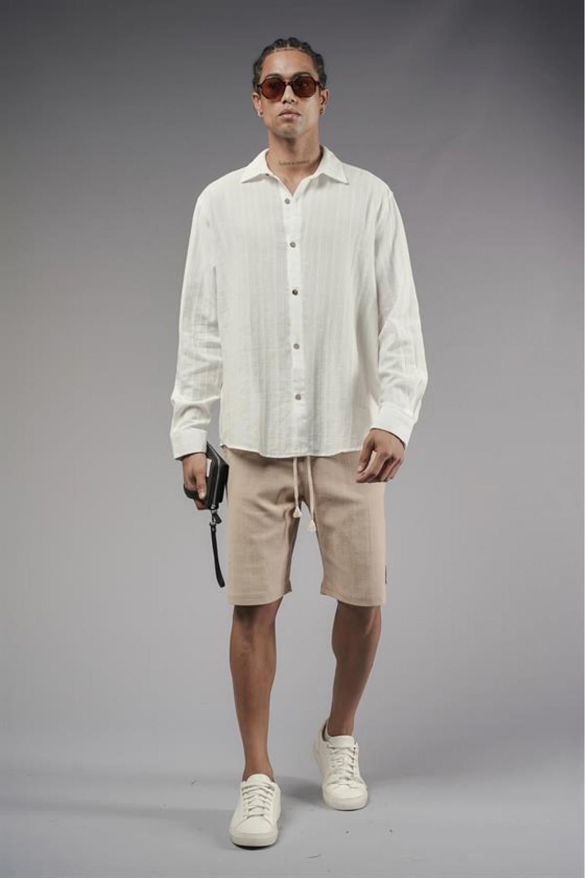 Uzun Kol Düz Keten Gömlek S