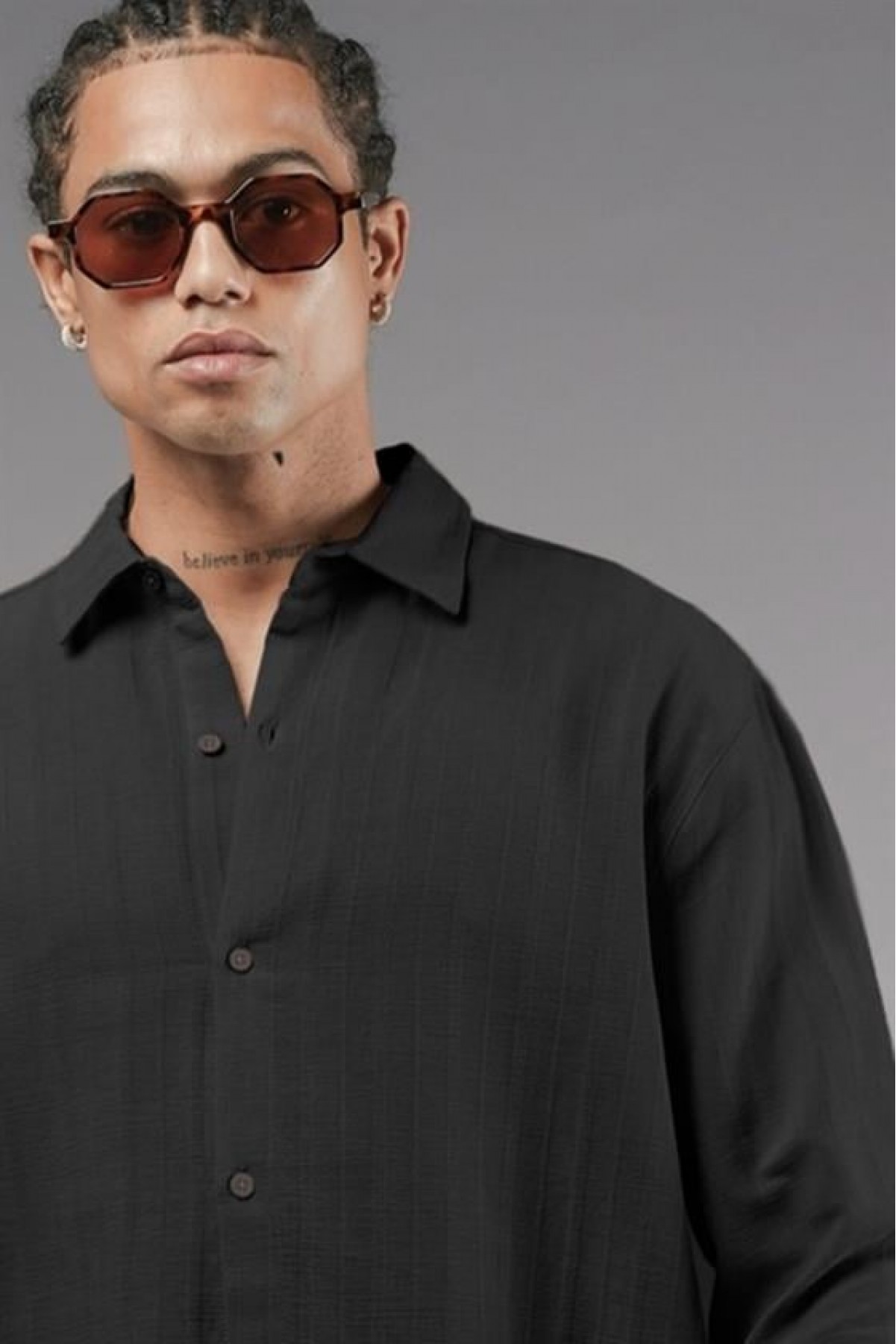 Uzun Kol Düz Keten Gömlek S