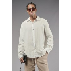 Uzun Kol Düz Keten Gömlek S