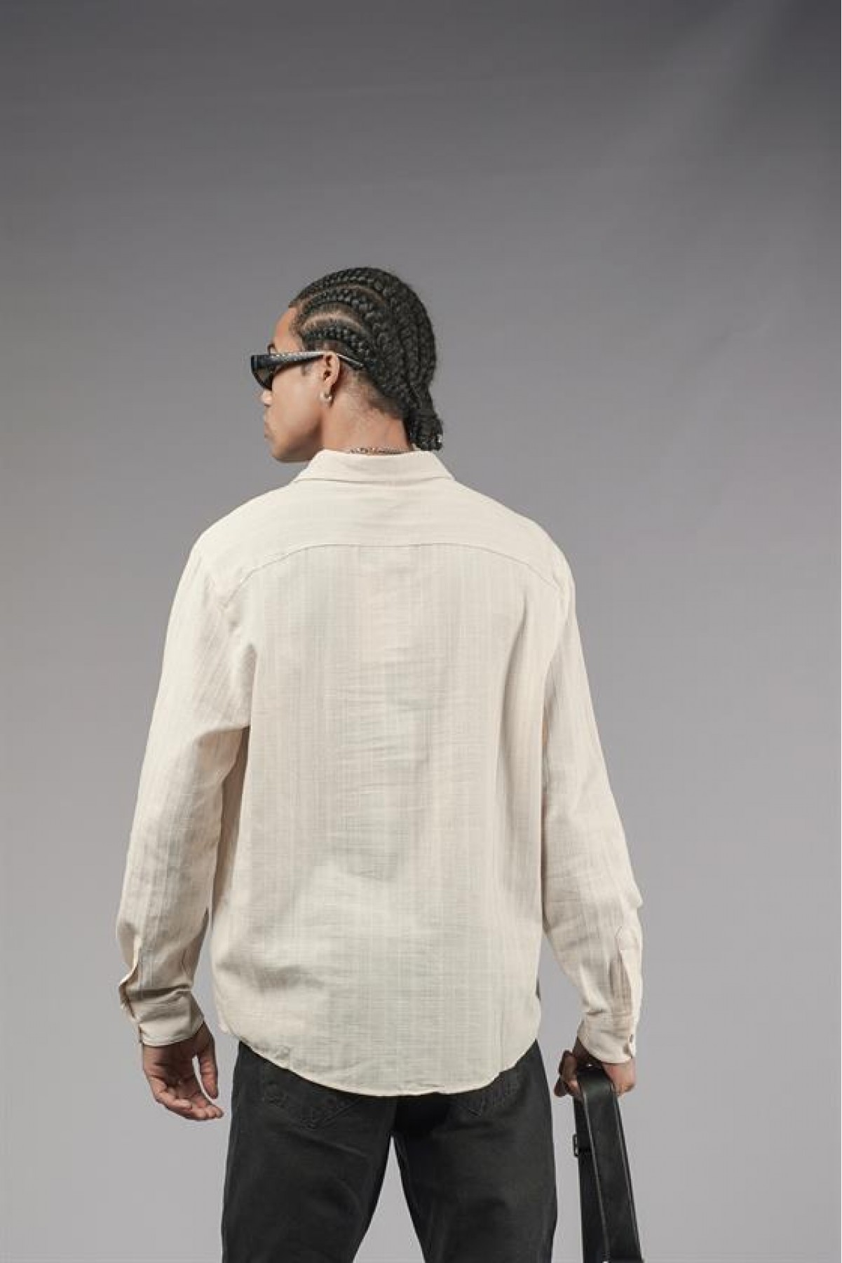 Uzun Kol Düz Keten Gömlek S