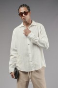 Uzun Kol Düz Keten Gömlek S