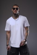V Yaka Düz Basic Regular Kalıp Erkek Tişört S