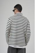 Yarım Fermuarlı Çizgili Regular Kalıp Jakarlı Sweatshirt S