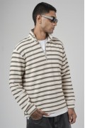 Yarım Fermuarlı Çizgili Regular Kalıp Jakarlı Sweatshirt S