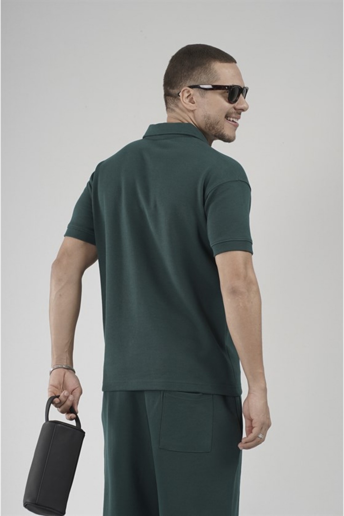 Yarım Oversize Kalıp Polo Yaka Erkek Şort Takım S