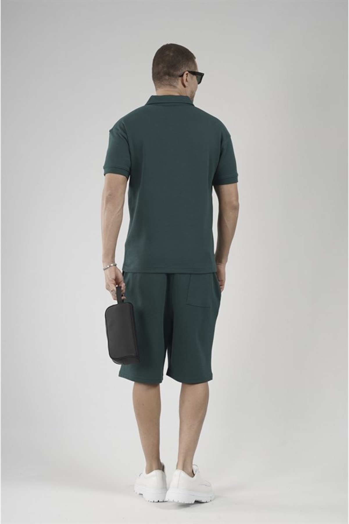 Yarım Oversize Kalıp Polo Yaka Erkek Şort Takım S