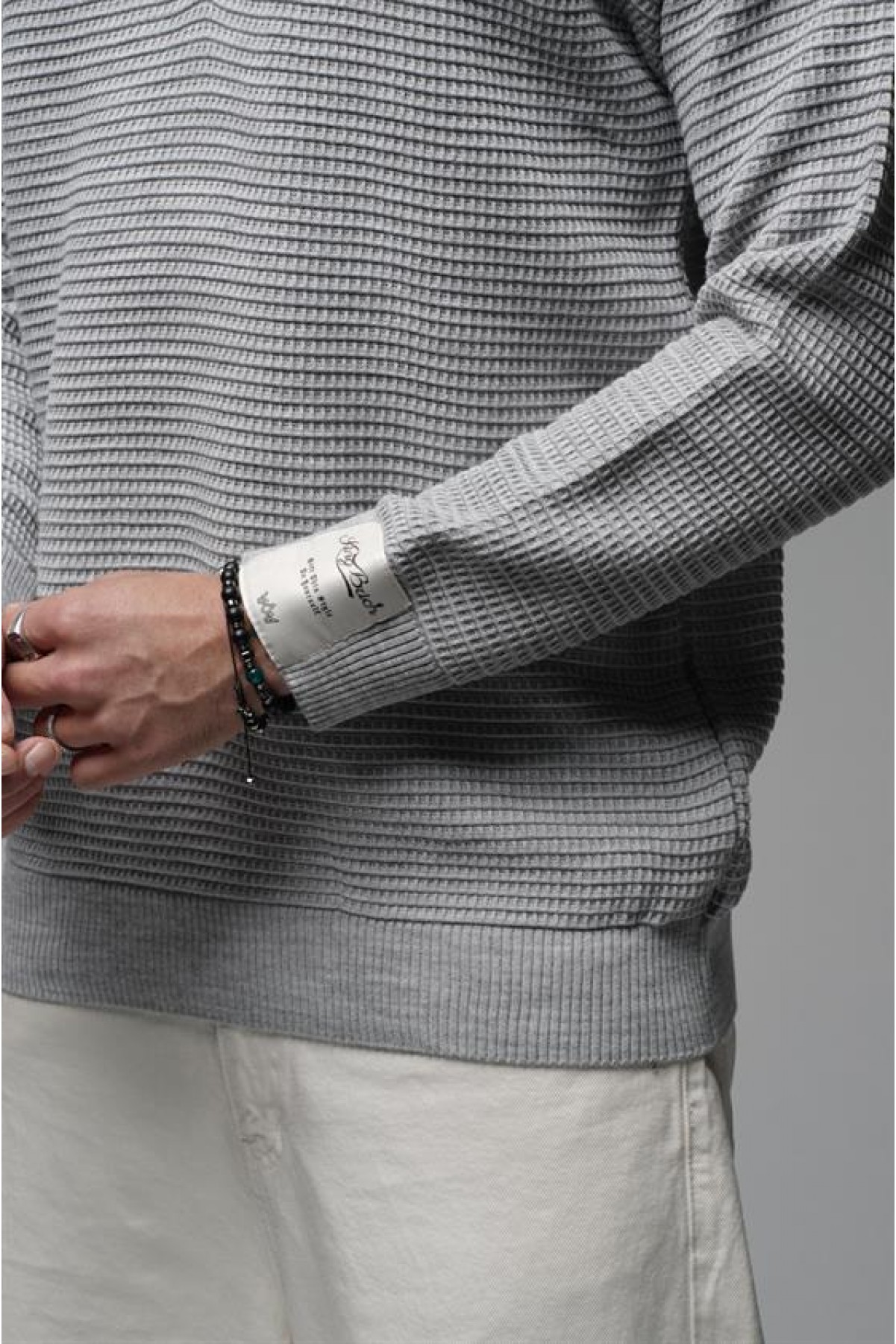 Yarım Yaka Fermuarlı Oversize Kalıp Jakar Triko Kazak S