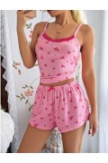Kadın Çiçekli Dantelli Şortlu Pijama Takım 5177 S/M