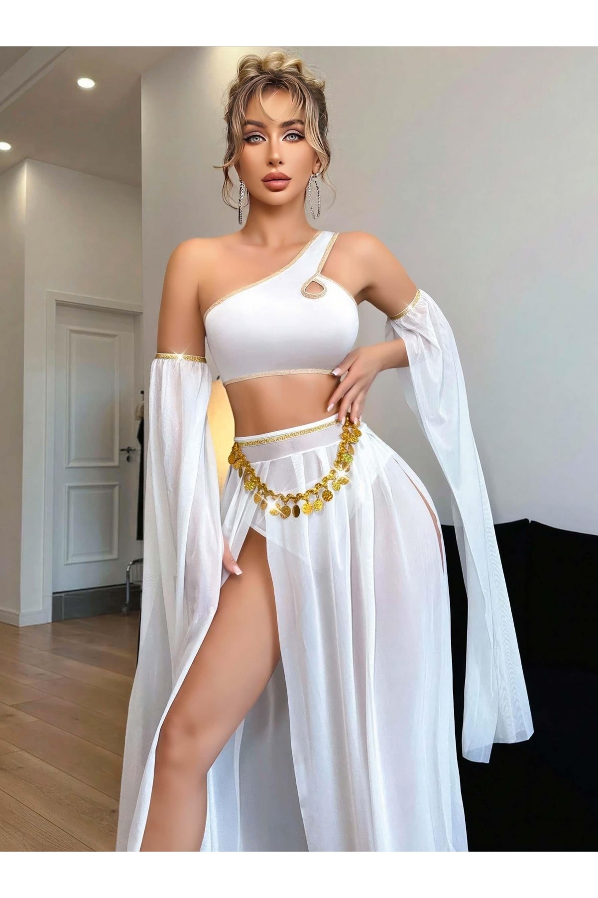 Kadın Fantazi Beyaz Özel Tasarım Harem Kostüm 2274 S/M