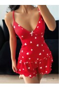 Kadın Kalp Desenli Şortlu Pijama Takım 5178 S/M