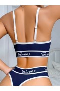 Kadın Lacivert Sweet Yazılı Sütyen Kilot Takımı 5160 Lacivert
