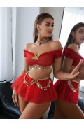 Kadın Gold Pul Detaylı Fantezi Kostüm 2268 S/M