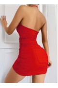 Kırmızı Mini Fantezi Clup elbisesi 6676 Kırmızı