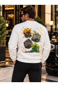 Bisiklet Yaka Baskılı Erkek Sweatshirt