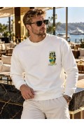 Bisiklet Yaka Baskılı Erkek Sweatshirt