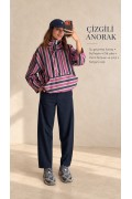 Çizgili Anorak Yağmurluk