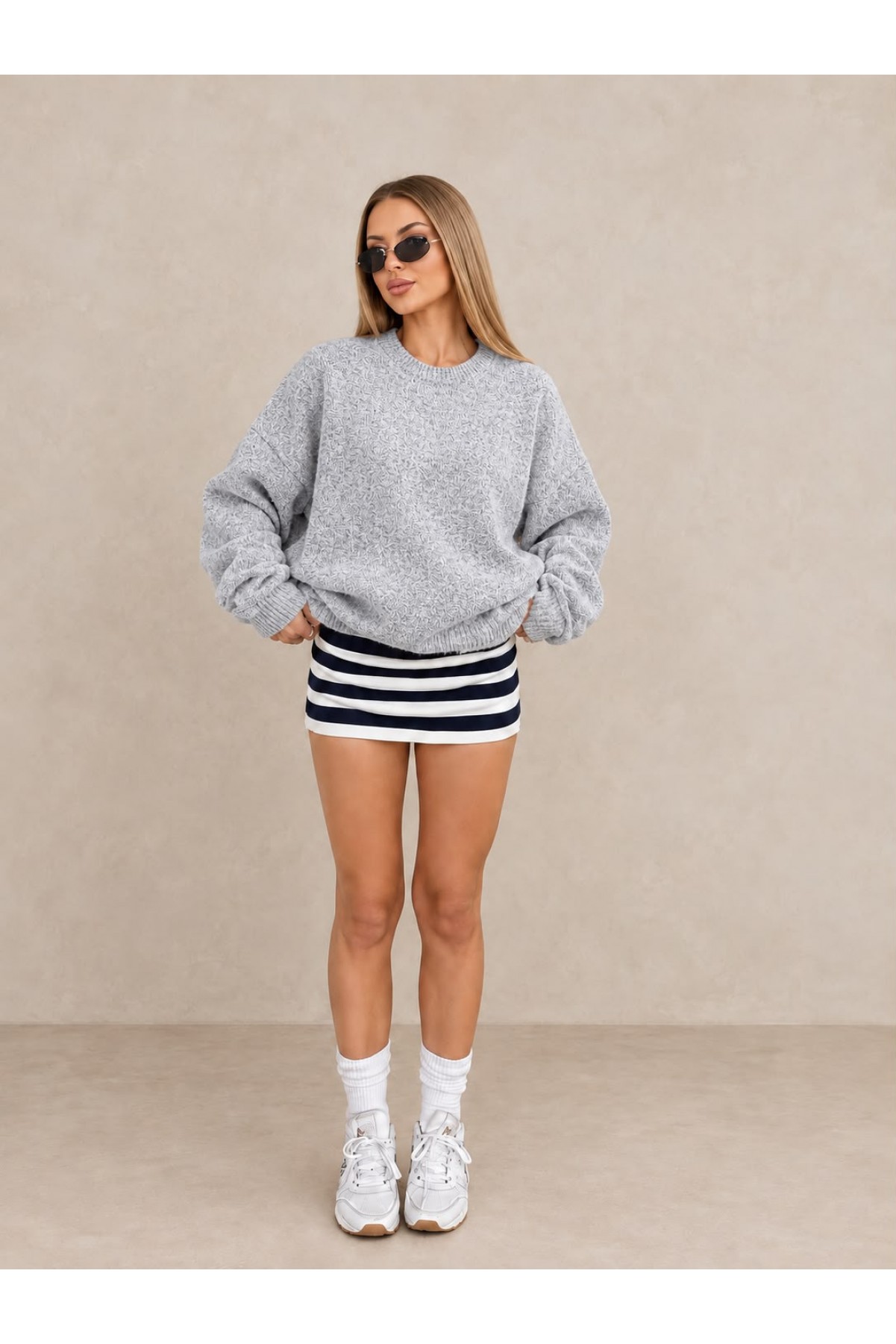 Bisiklet Yaka Oversize Triko Kazak