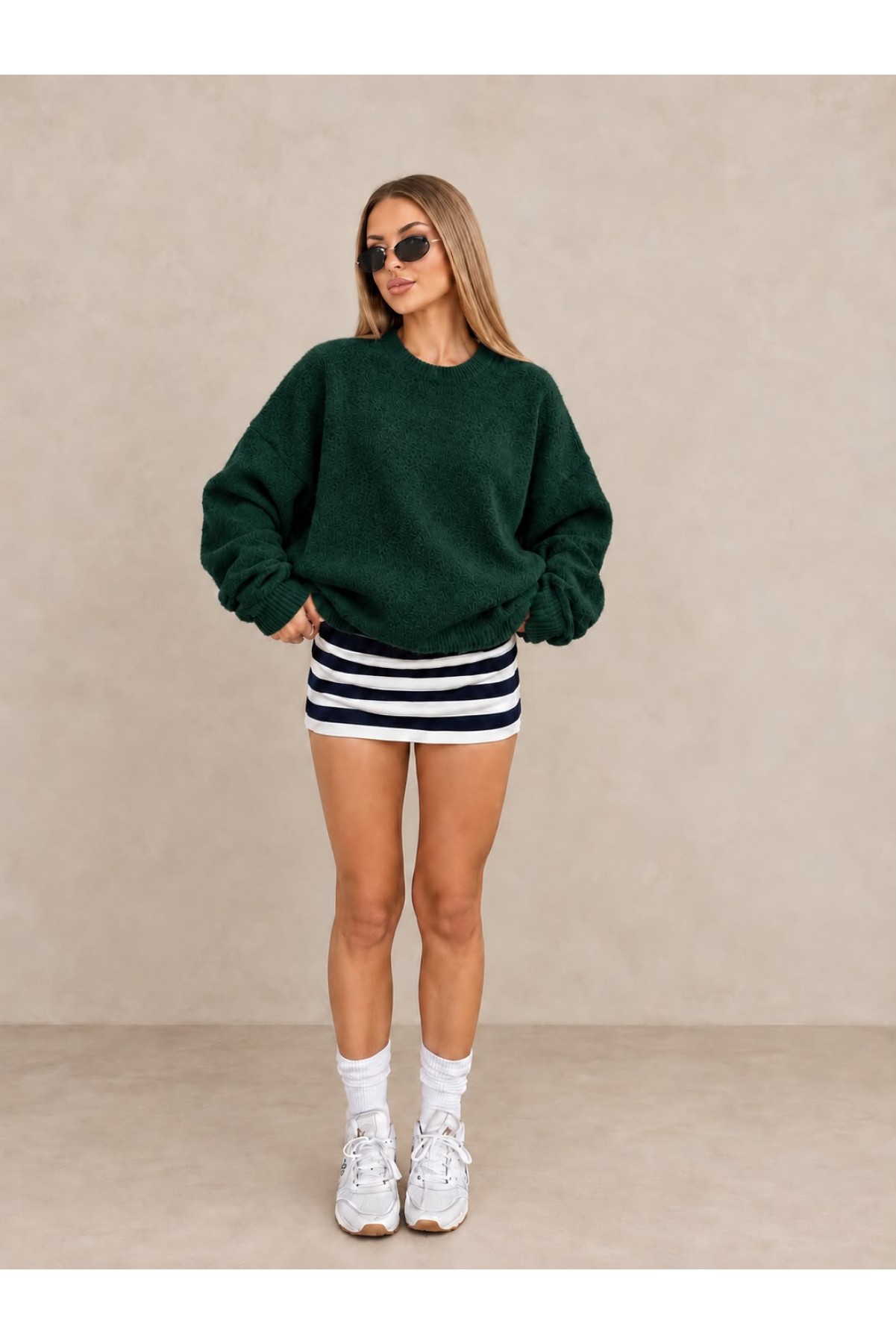 Bisiklet Yaka Oversize Triko Kazak