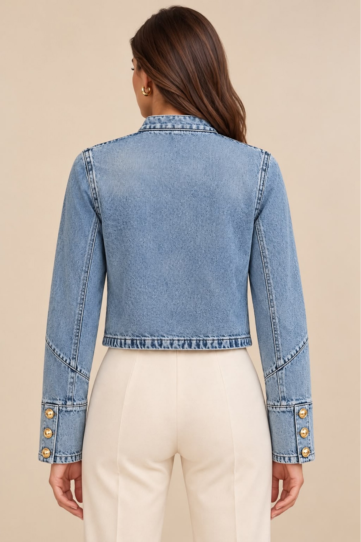 Gold Detaylı Denim Ceket