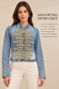 Gold Detaylı Denim Ceket