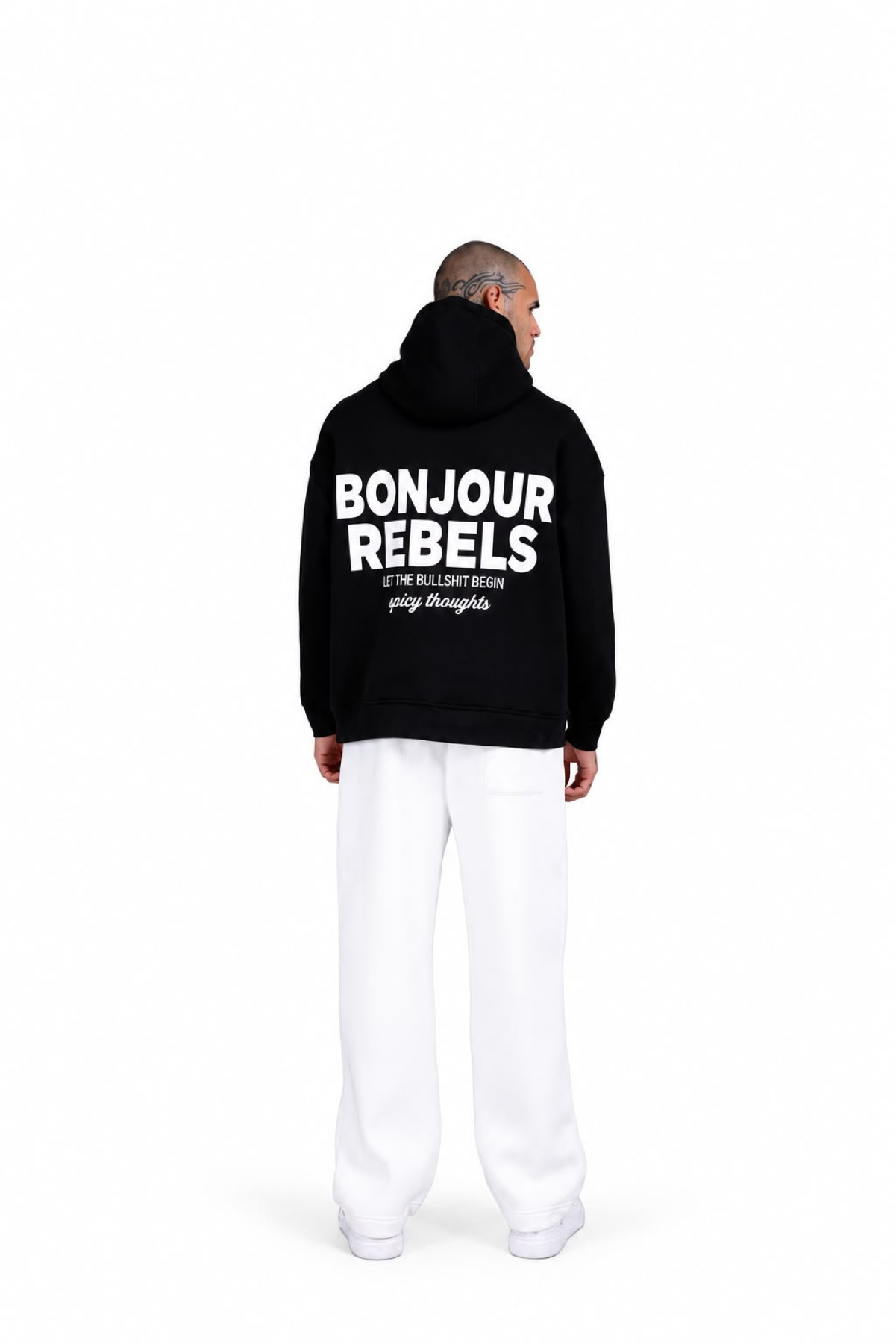 Bonjour Rebels Sırt Baskılı Oversize Kapüşonlu Sweatshirt