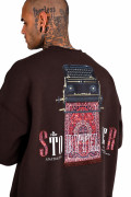 Ön ve Arka Baskılı Oversize Erkek Sweatshirt