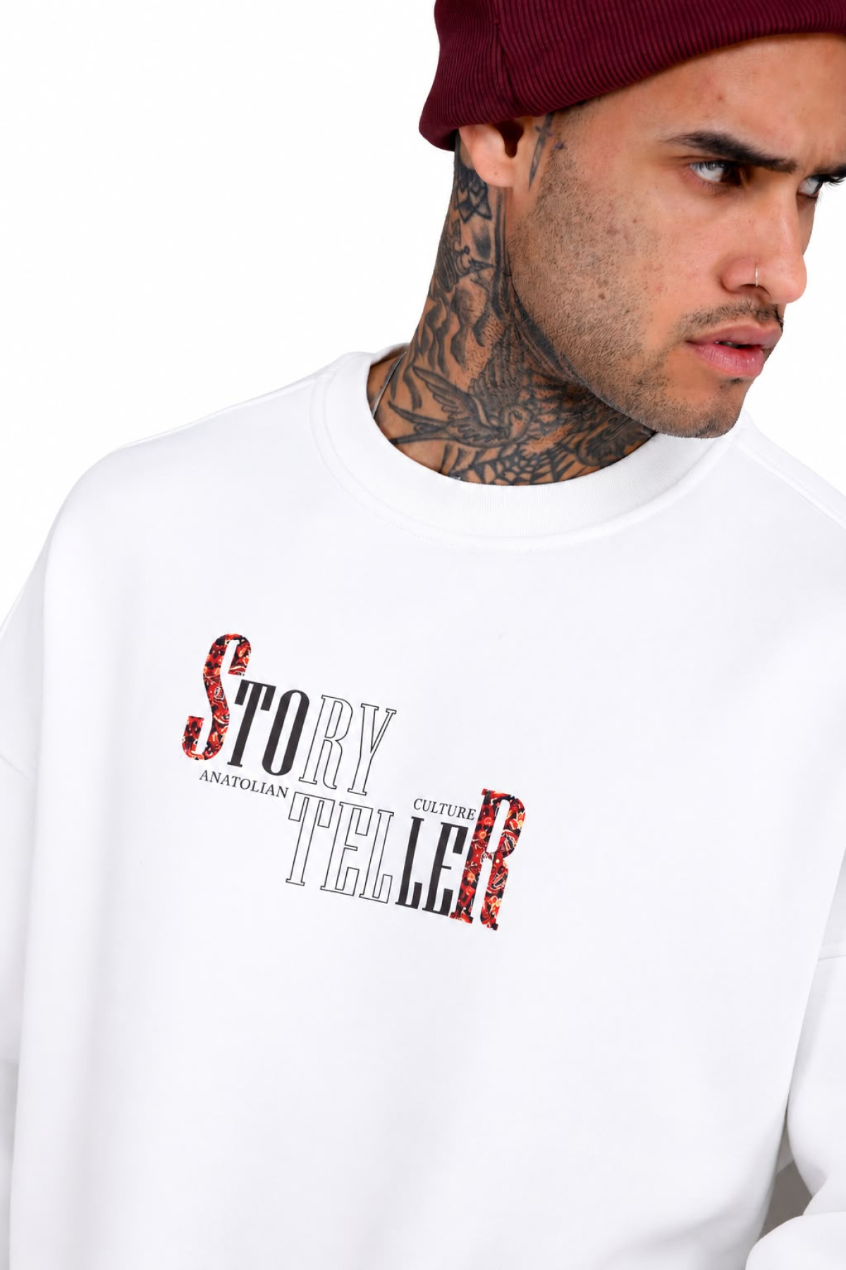 Ön ve Arka Baskılı Oversize Erkek Sweatshirt