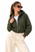 Kapüşonlu Fermuarlı Crop Sweatshirt