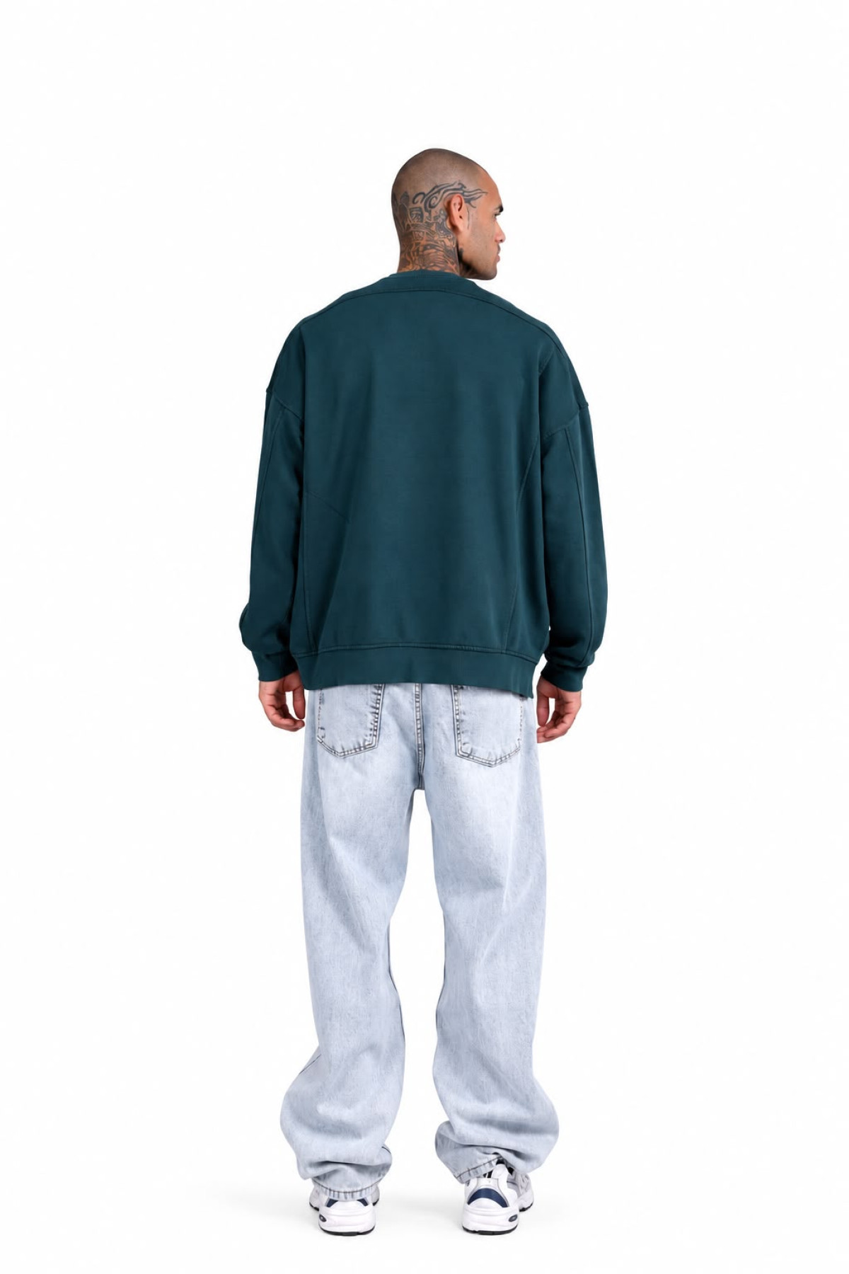Dikiş Detaylı Bisiklet Yaka Oversize Erkek Sweatshirt