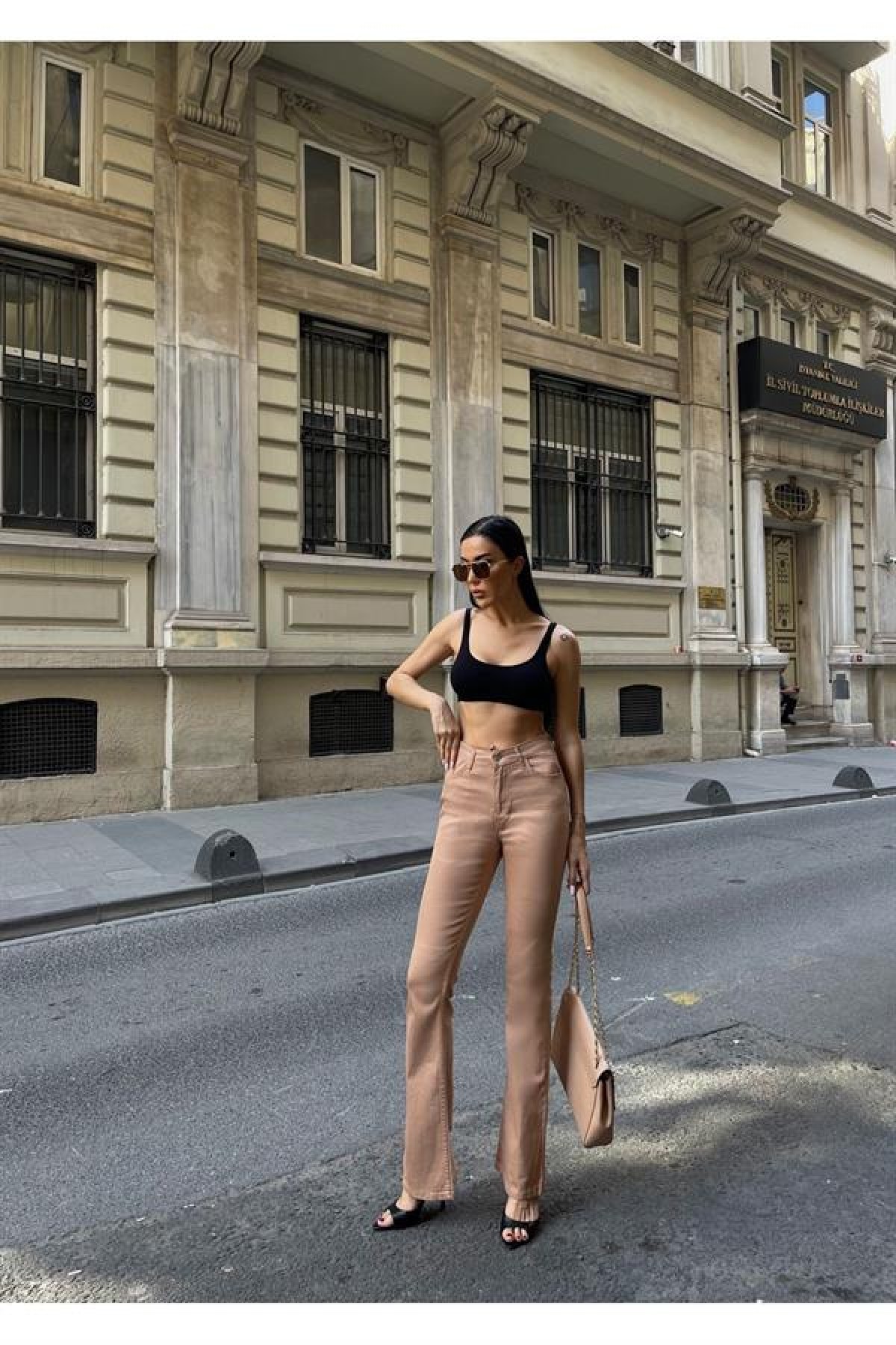 İspanyol Paça Yüksel Bel Kadın Pantolon 38