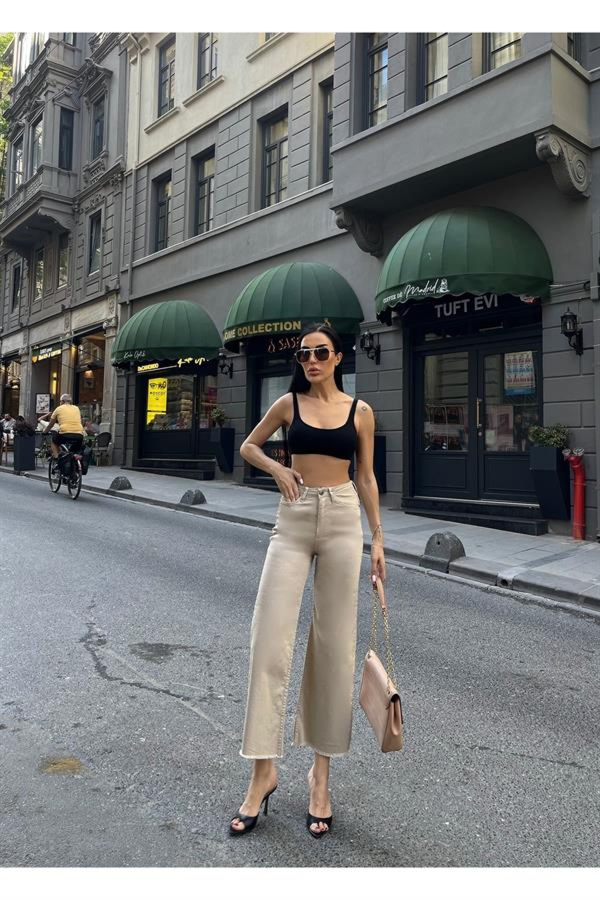 Kısa Salaş Pantolon Kadın Jean Paçası Püsküllü Kadın Pantolon 38