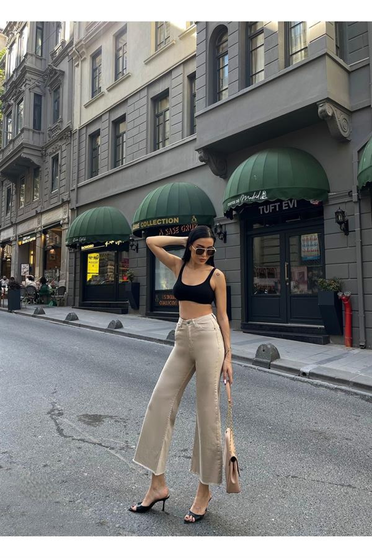 Kısa Salaş Pantolon Kadın Jean Paçası Püsküllü Kadın Pantolon 38